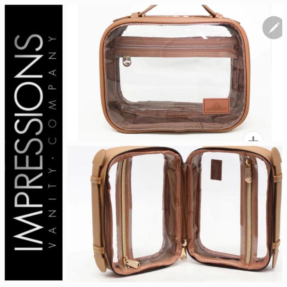 Impressions Malta Clear Toiletry Case- Small- Tan